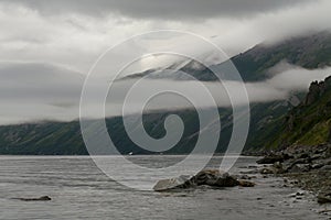 Low clouds over the sea.