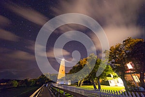 Ocracoke Lighthouse on the Outer Banks of North Carolina shining