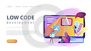 Low code development concept landing page.