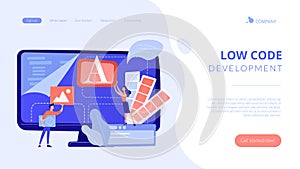Low code development concept landing page.