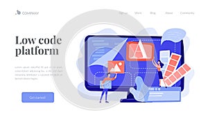 Low code development concept landing page.