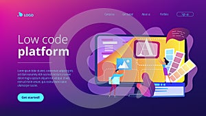Low code development concept landing page.