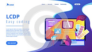 Low code development concept landing page.