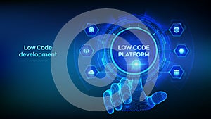 Low code platform and No Code development technology concept. LCDP and NCDP - software development using graphical interfaces.