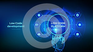 Low code platform and No Code development technology concept. LCDP and NCDP - software development using graphical interfaces.