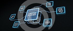 Low Code software development platform technology concept. 3d illustration