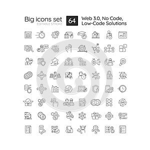 Low-code solutions linear icons set