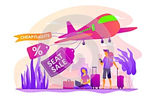 Low cost flights vector concept vector illustration.