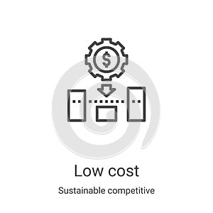 low cost icon vector from sustainable competitive advantage collection. Thin line low cost outline icon vector illustration.