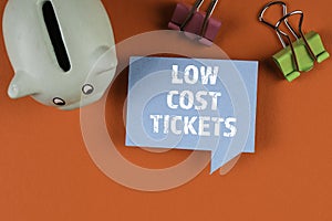 Low Cost Tickets. Speech bubble on a red background
