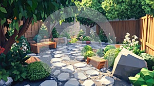 low creating a garden design plan in low poly style