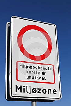 Low emission zone road sign in Denmark photo