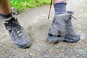 Low-end tourist dangerous boots. the sole of the tourist boot is