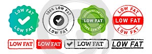 low fat rectangle and circle stamp label sticker sign for diet healthy nutrition product