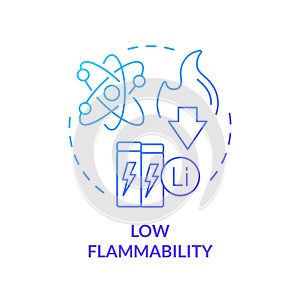 Low flammability blue gradient concept icon