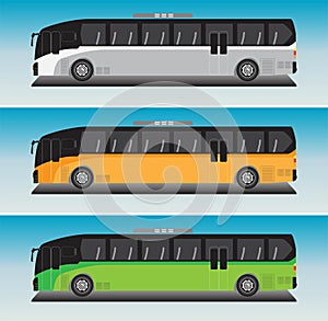 Low floor Bus Vector in Blue sky Bacground