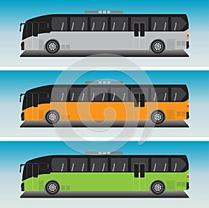 Low floor Bus Vector in Blue sky Bacground