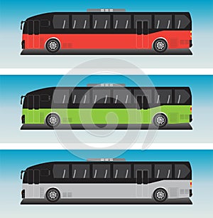 Low floor Bus Vector in Blue sky Bacground