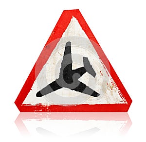 low flying aircraft road sign