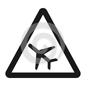 Low Flying Aircraft sign line icon