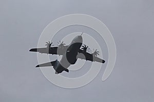 Low flying A400 military transport plane