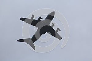 Low flying A400 military transport plane