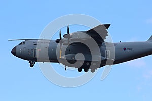 Low flying A400 military transport plane