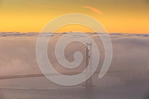 Low fog at Golden Gate Bridge San Francisco