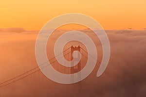 Low fog at Golden Gate Bridge San Francisco