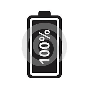 Low and full Battery charging icon template black color . Low and full Battery charging icon symbol Flat 