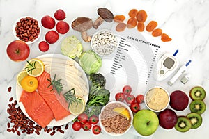 Low GI Diet Food with Blood Sugar Testing Equipment