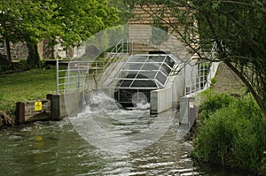 Low-head hydro power Archimedes turbine.