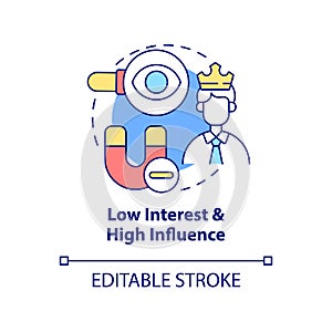 Low interest and high influence concept icon