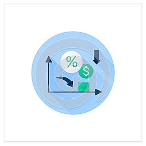 Low interest rates flat icon
