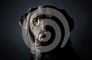 Low Key Head Shot of a Strong Labrador