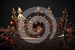 low key image of beautiful queen/king crown. 3d rendering