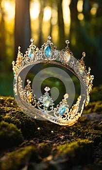 low key image of beautiful queen king crown. vintage filtered. fantasy medieval period. selective focus. ai generative