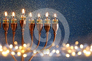 Low key Image of jewish holiday Hanukkah background