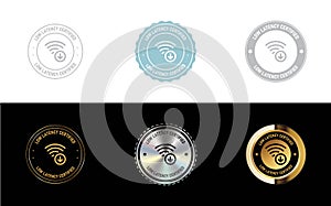 Low Latency Certificate â High-Speed Performance Vector Badge