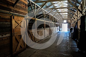 Low lighting of an empty clean barn