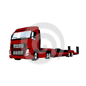 Low loader trailer truck front side view