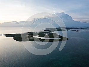 Aerial View of Islands and Sunset in Belize