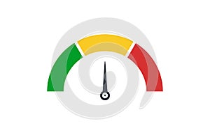 Low, moderate and high gauges icon on white background.