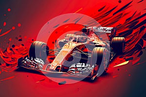 low modern racing car for formula one racing on red background, generative ai