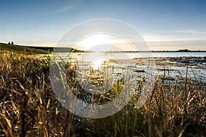 Low point or view of a river with high water