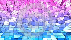 Low poly abstract background with modern gradient colors. Red blue 3d surface. V16