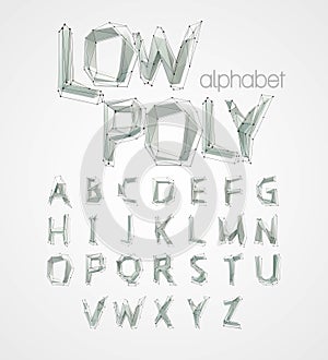 Low poly alphabet font. Vector illustration