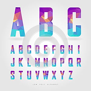 Low poly alphabet on polygon concept