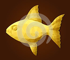 Low poly art with colorful golden fish