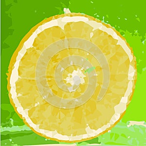 Low poly art lemon. Berry drawn by polygons. Vector illustration. Citrus drawn by polygons. Vector illustration